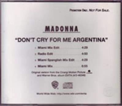 DON’T CRY FOR ME ARGENTINA / CDS PROMO USA