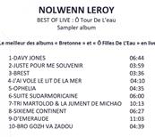 NOLWENN LEROY - BEST OF LIVE : Ô TOUR DE L'EAU / CD SAMPLER 10 TITRES / PROMO 2014