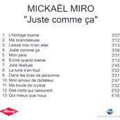 MICKAËL MIRO / JUSTE COMME CA / CD PROMO 13 TITRES 2010