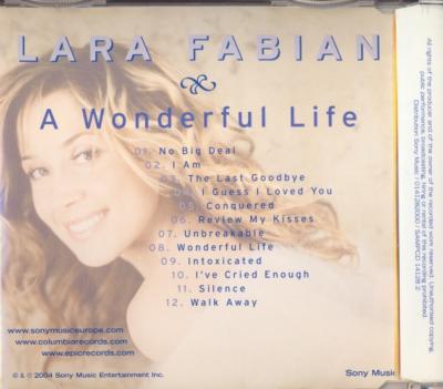 A WONDERFUL LIFE / LARA FABIAN / CD ALBUM 12 TITRES / PROMO SAMPLER FRANCE 2004 