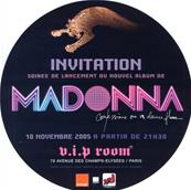 MADONNA / PASS FLYER INVITATION CONFESSIONS ON A DANCE FLOOR V.I.P. PARIS 10/11/2005 / PROMO FRANCE