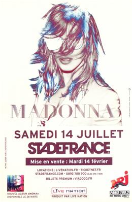 MADONNA - FLYER STADE DE FRANCE / SAMEDI 14 JUILLET 2012 / FRANCE