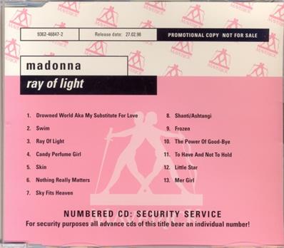 RAY OF LIGHT / CD PROMO ALLEMAGNE