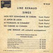 LINE RENAUD SINGS / COVER 02 BLEU / 45 TOURS 7"EP / USA