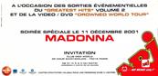 GHV2 MADONNA / FLYER INVITATION VERSO BLANC / FRANCE 2001