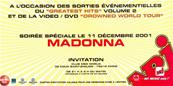 GHV2 MADONNA / FLYER INVITATION VERSO JAUNE / FRANCE 2001