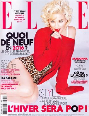 MADONNA - MAGAZINE ELLE / 31 DECEMBRE 2015 / FRANCE