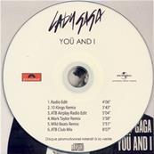 LADY GAGA - YOU AND I (PROMO FRANCE) / CD MAXI 6 REMIXES