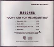 DON’T CRY FOR ME ARGENTINA / CDS PROMO USA