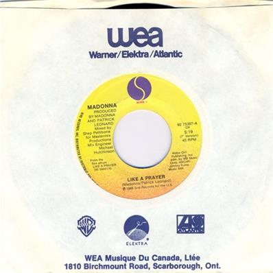 LIKE A PRAYER / ACT OF CONTRITION / 45T 7 INCH CANADA 