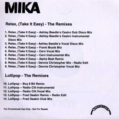 RELAX (TAKE IT EASY) + LOLLIPOP / 14 REMIXES CDRS PROMO FRANCE