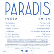 PARADIS / RECTO VERSO / CD 12 TITRES PROMO 2