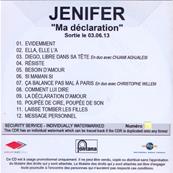 JENIFER / MA DECLARATION / CD ALBUM PROMO NUMEROTE