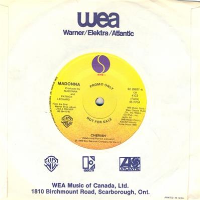 CHERISH / 45T 7 INCH PROMO CANADA