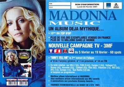 FLYER MUSIC INFO ALBUM / PROMO FRANCE