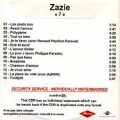 ZAZIE / 7 / CD PROMO NUMEROTE ZAZIE 7 / FRANCE 2010