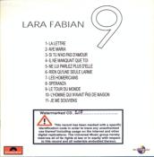 9 / LARA FABIAN / 11 TITRES / CD PROMO WATERMARK / POCHETTE CARTON / POLYDOR 2005